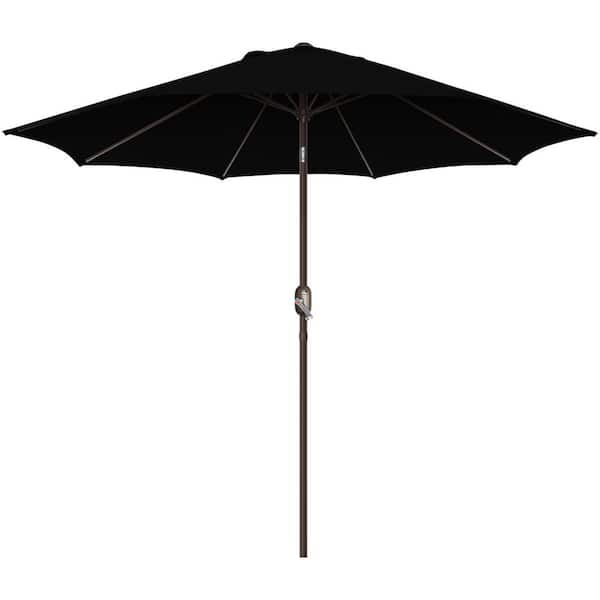 9 ft. Market Push Button Tilt Patio Umbrella in Black
