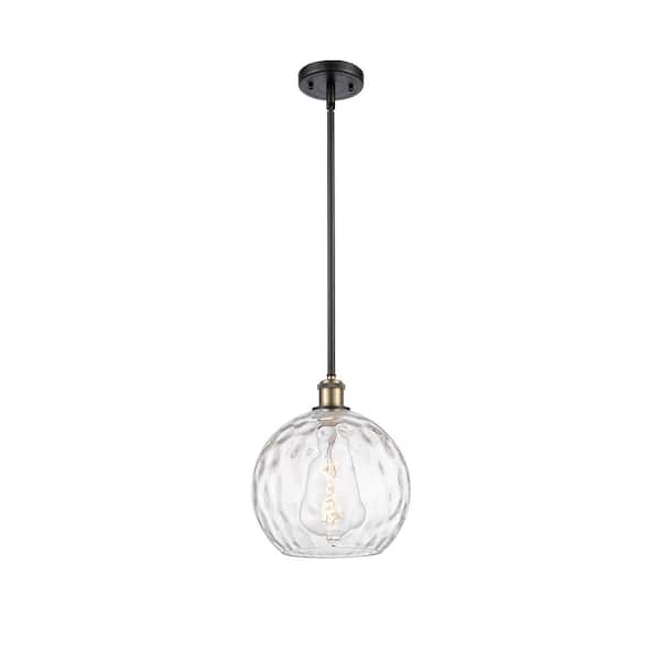 Innovations Athens Water Glass 60-Watt 1 Light Black Antique Brass Shaded Mini Pendant Light with Clear glass Clear Glass Shade