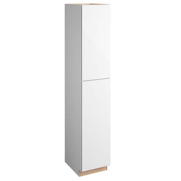 Home Decorators Collection Hargrove 18 in. W x 24 in. D x 96 in. H Assembled Plywood Pantry Kitchen Cabinet in Vesper White with Soft Close RH