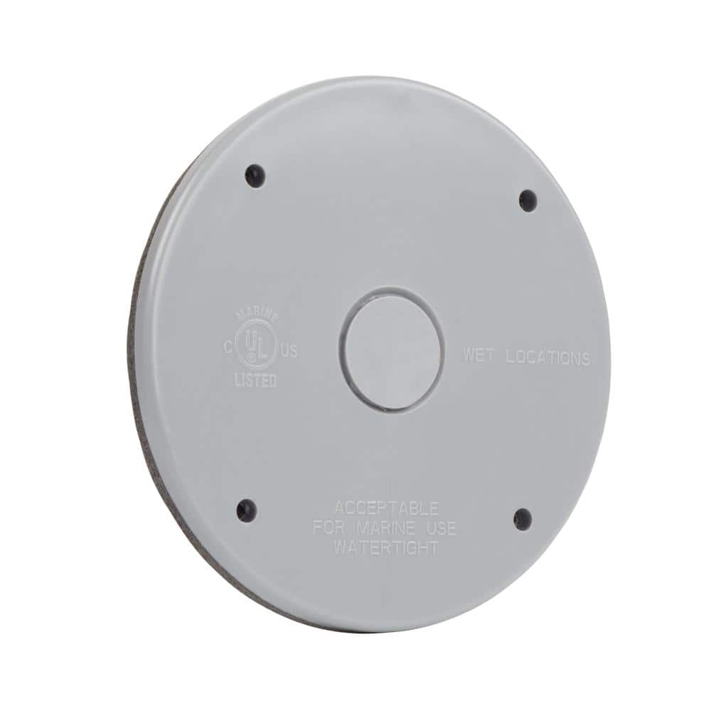 Commercial Electric Gray 4 in. Round NonMetallic Weatherproof Blank