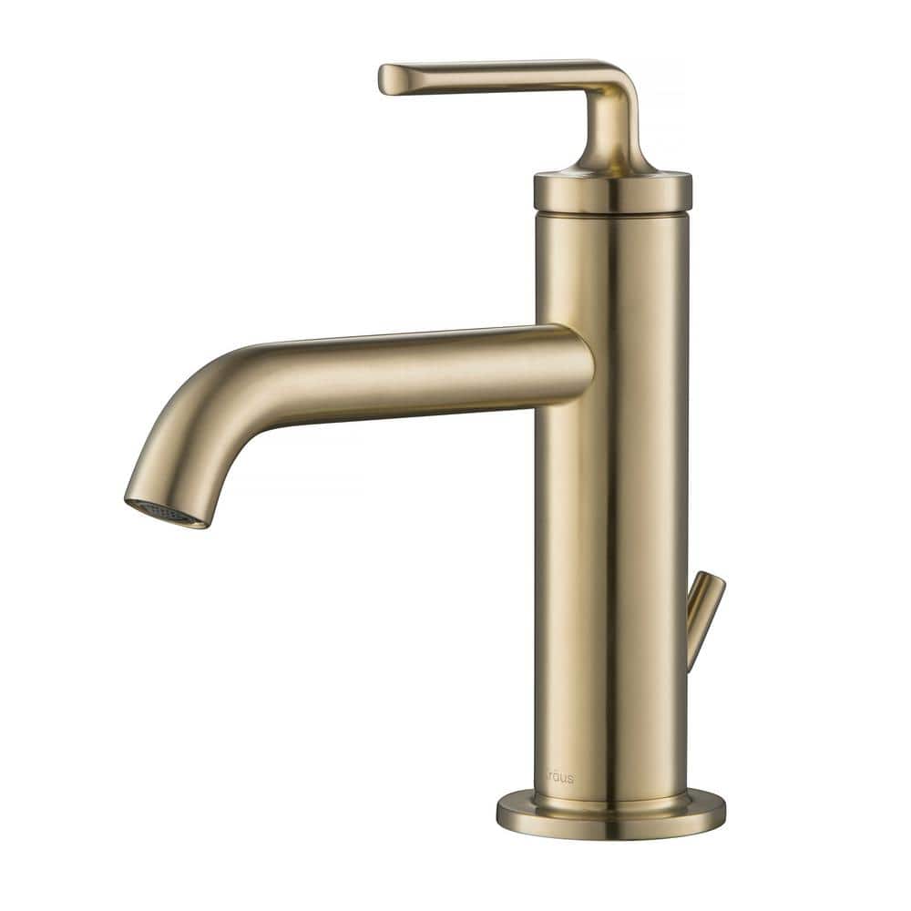 Ramus Modern 7.38" Brushed Gold Bathroom Faucet with Drain