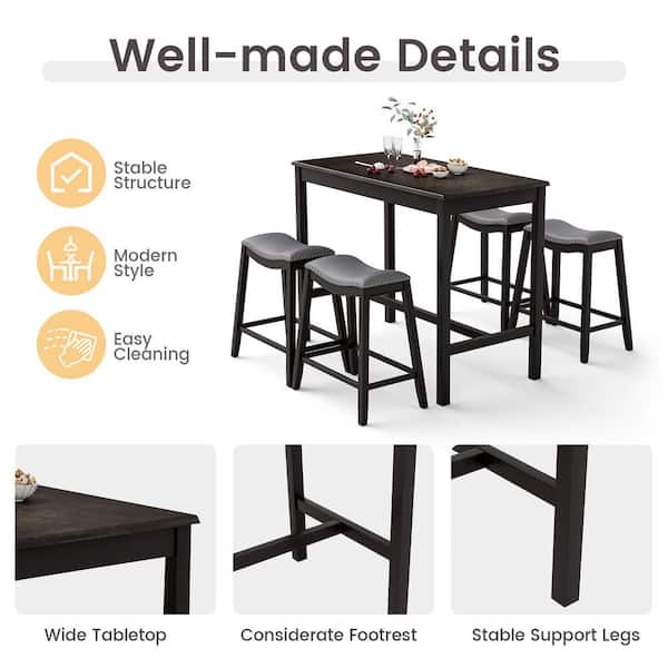 Gymax 5-Piece Bar Table Set Counter Height Table Gymax 5-Piece Bar Table Set Counter Height Table