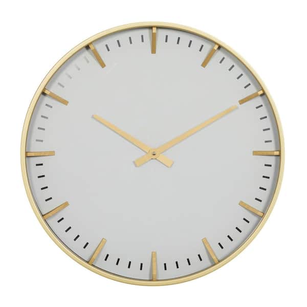 Litton Lane 20 in. x 20 in. Gold Glass Wall Clock with Gold Accents