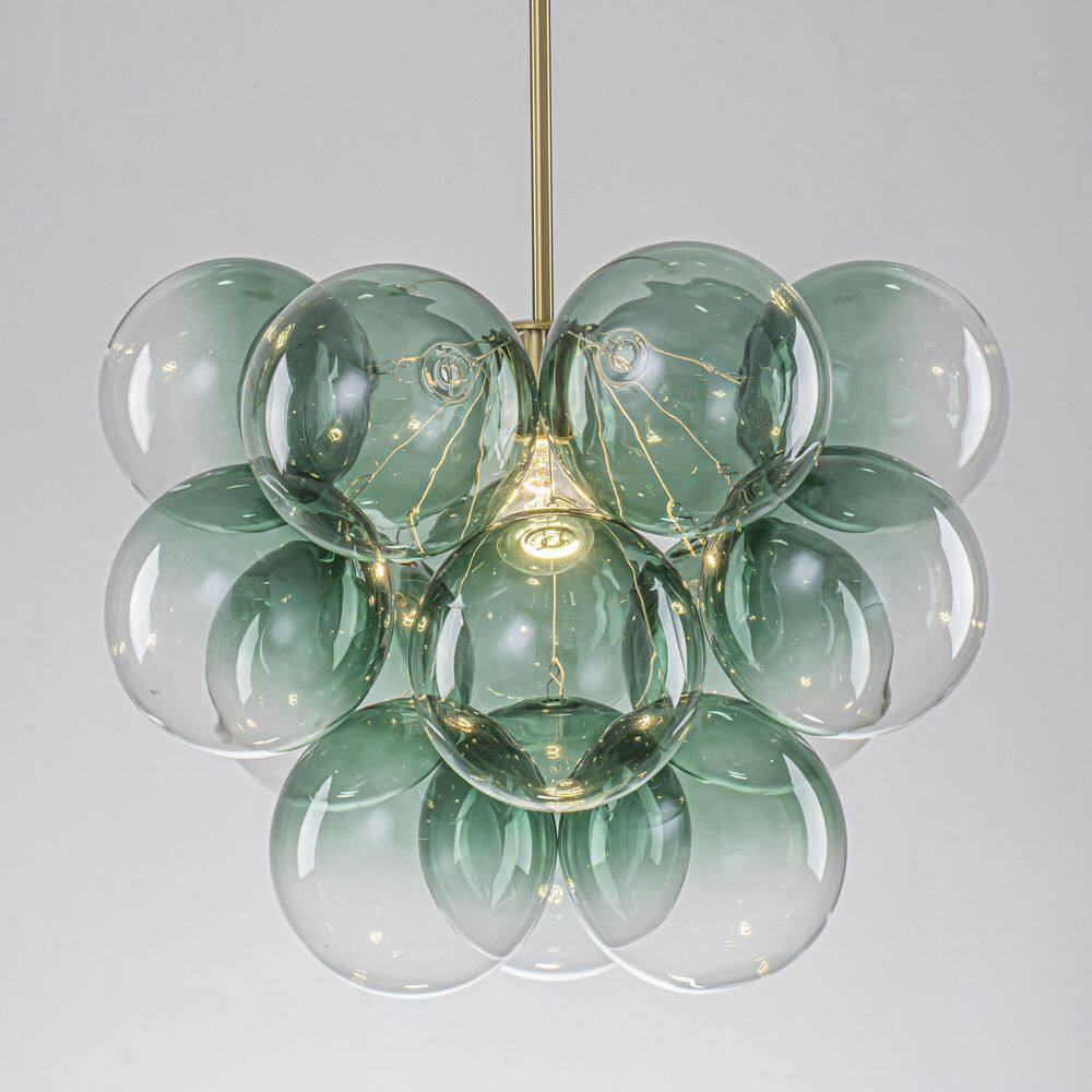 Alturas 1-Light Modern Brass Cluster Bubble Chandelier with Gradient Green Glass Globes Pendant Light price history on PriceWatchPro