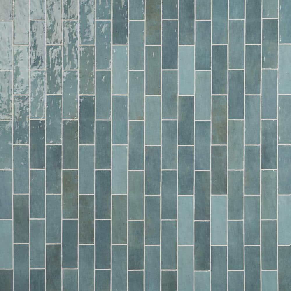 Turquoise 7.87" x 2.56" Polished Ceramic Wall Tile