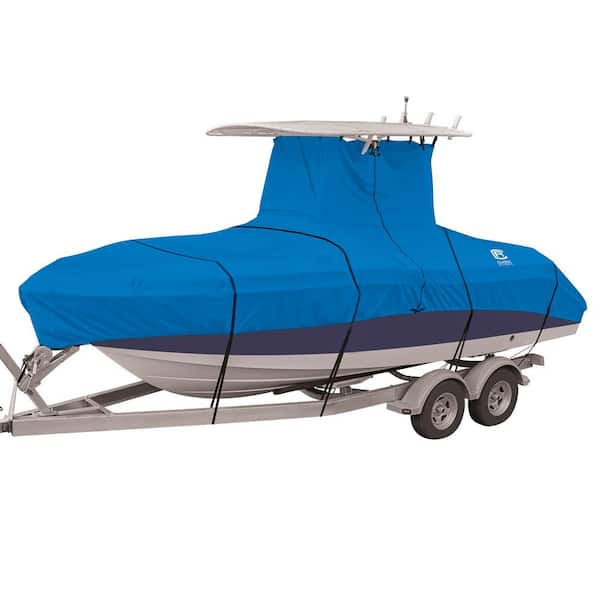 Classic Accessories Center Console Style Boats with T-Top Roofs 20 ft. to  22 ft. L, Up to 106 in. Beam Width Stellex Blue Boat Cover Fits  20-404-120501-RT - The Home Depot