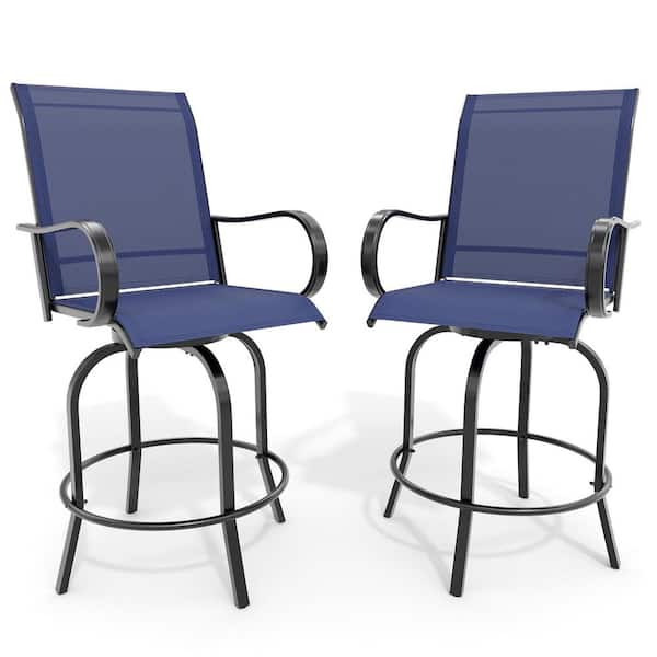 homfan Outdoor Swivel Bar Stools Set of 2, Patio Swivel Bar Stools Chair, for Deck Lawn Garden Backyard