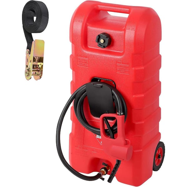 Garvee 15 gal. Gas Can, Fuel Tank Container with LE Manual Siphon Pump and 10 ft. Hose