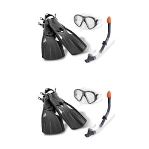 Black Reef Rider Sport Pool Plastic Goggle Mask Snorkeling Set 14 to Adult (2-Pack)