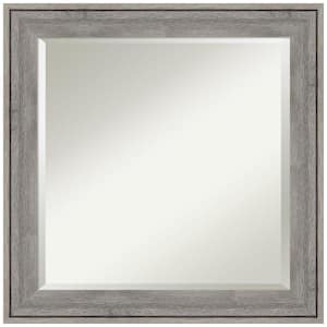 Regis Barnwood Grey 24.5 in. W x 24.5 in. H Wood Framed Beveled Wall Mirror in Gray