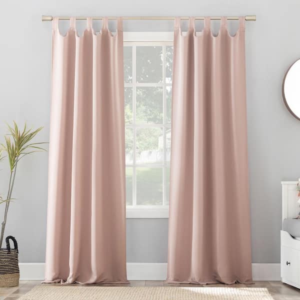 Sun Zero Gavin Energy Saving Blush Polyester 40 in. W x 84 in. L Tab Top Blackout Curtain (Single Panel)