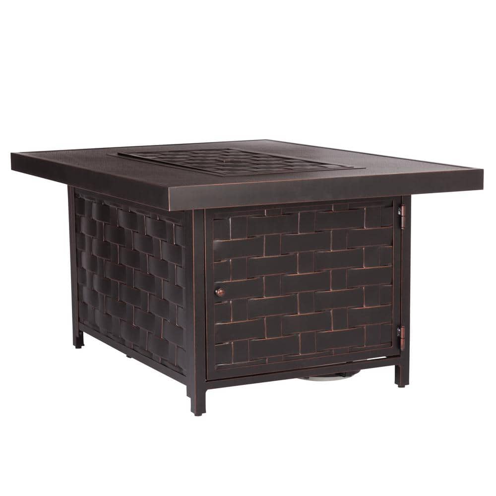 Armstrong Bronze Aluminum Gas Fire Pit Table with Clear Fire Glass