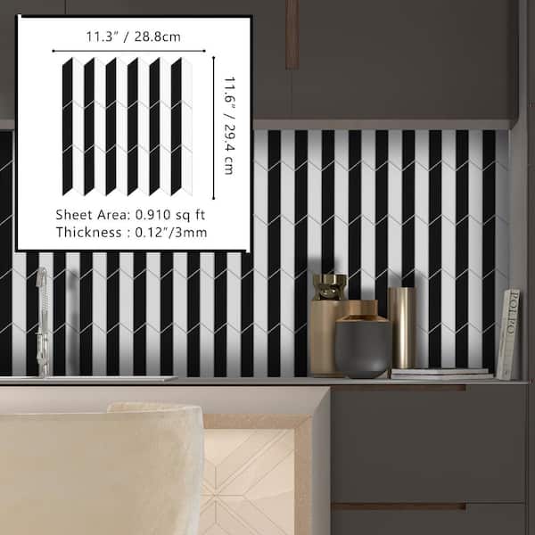 Smart Tiles Blok Chevron White 23-in x 11-in Glossy Resin Brick Subway Peel  and Stick Wall Tile (3.57-sq. ft/ Carton) in the Tile department at