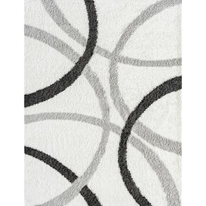 Uptown Shag White 7 ft. x 9 ft. Abstract Indoor Area Rug