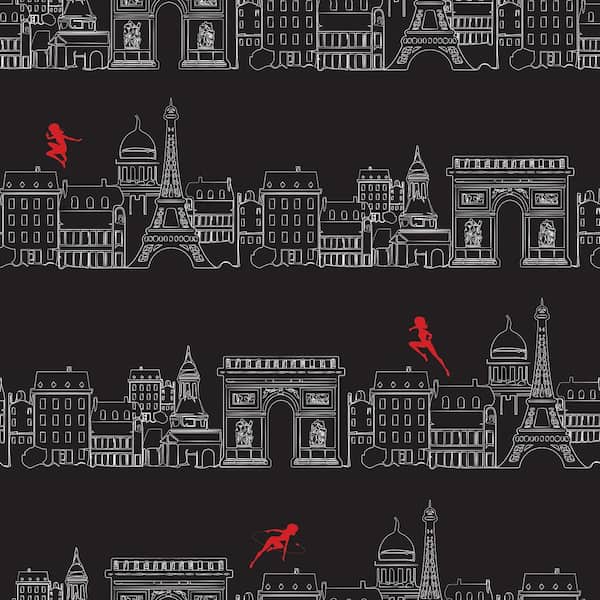 Miraculous Ladybug Charming Paris Black Peel and Stick Wallpaper