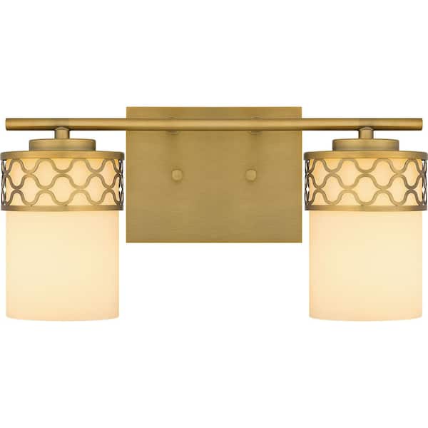 Tenley 15 in. 2-Light Aged Brass Vanity Light