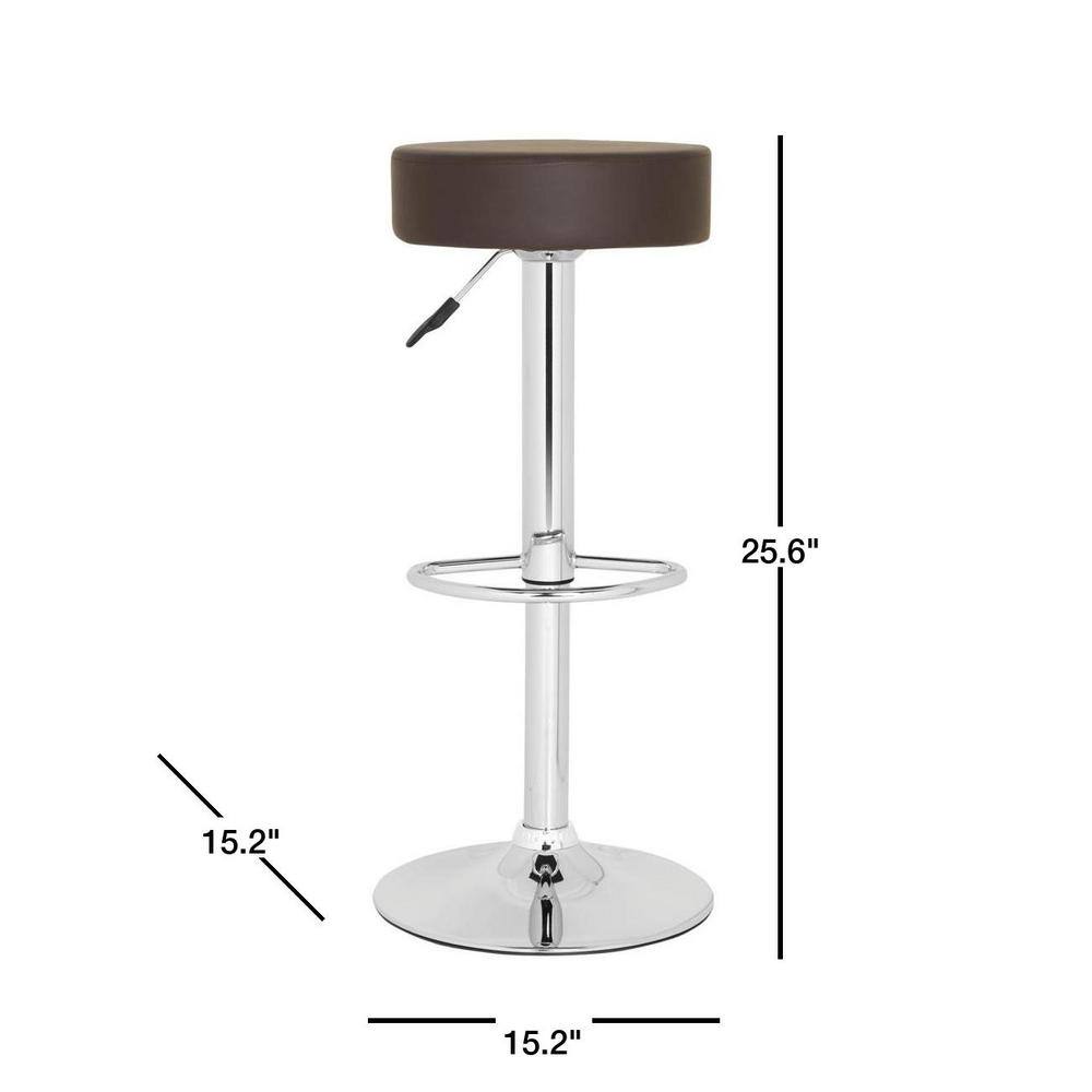Transitional Jude 15'' Brown Metal Swivel Adjustable Bar Stool