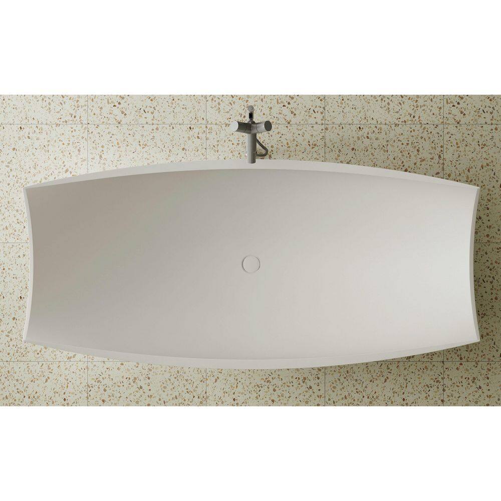 71" White Matte Solid Surface Freestanding Hammock Bathtub