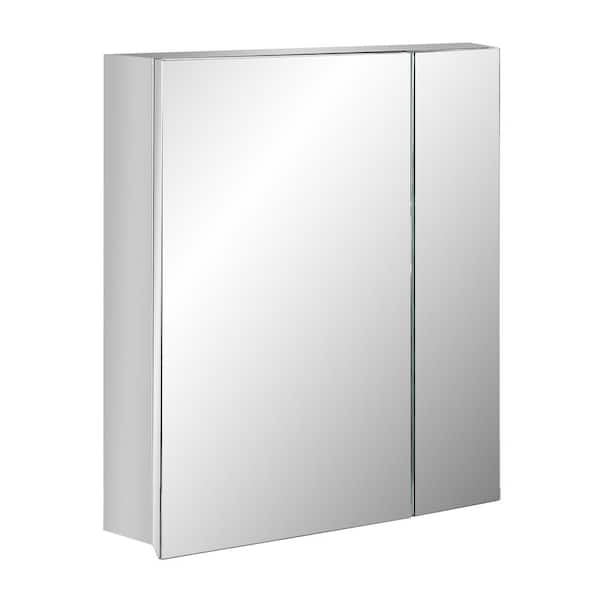 21 in. W x 24 in. H Rectangular Stainless Steel Medicine Cabinet with Mirror, Mirror Cabinet with Shelf and 2 Doors