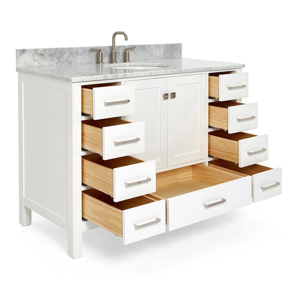 Cambridge 49" White Marble Top Single Bathroom Vanity