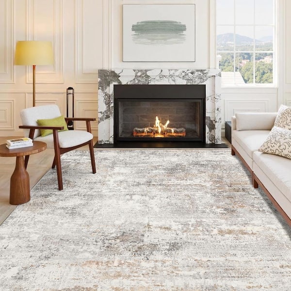 Frost 8 ft. x 10 ft. Gray/Golden Modern Abstract Area Rug