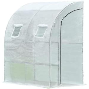 40 in. W x 79 in. D x 85 in. H Outdoor Lean to Walk-in Tunnel Portable Greenhouse with Shelf, White