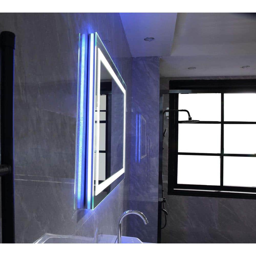 Frameless Rectangular LED Bathroom Vanity Mirror with Touch Sensor
