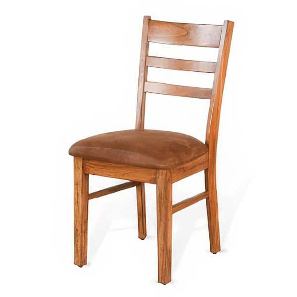 Benjara Marv Oak Brown Fabric with Ladder back Dining Chair Set of 