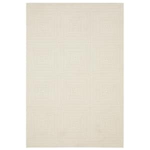 Rayder Ivory 2 ft. x 8 ft. Geometric Squares Polypropylene/Polyester Indoor Runner Area Rug