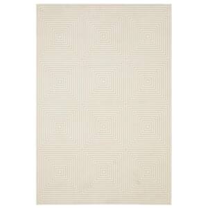 Rayder Ivory Doormat 3 ft. x 5 ft. Geometric Squares Polypropylene/Polyester Indoor Area Rug