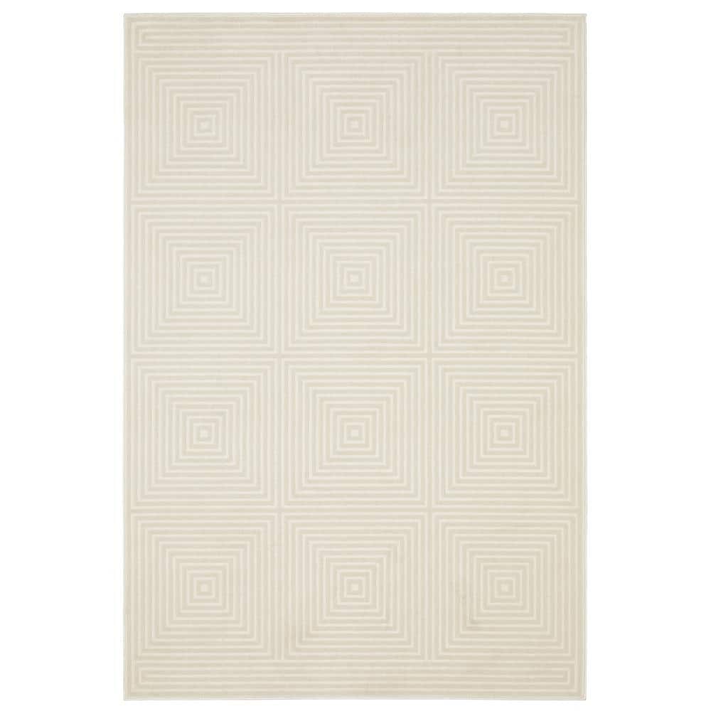 Rayder Ivory 5 ft. x 8 ft. Geometric Squares Polypropylene/Polyester Indoor Area Rug price history on PriceWatchPro
