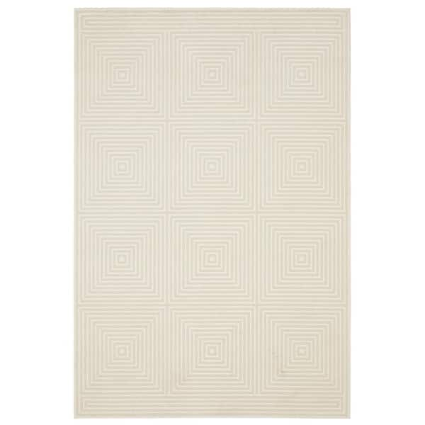 Rayder Ivory 10 ft. x 13 ft. Geometric Squares Polypropylene/Polyester Indoor Area Rug