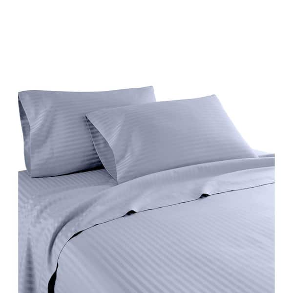 Unbranded Hotel London 600 Thread Count 100% Cotton Deep Pocket Striped Sheet Set (Queen, Blue)