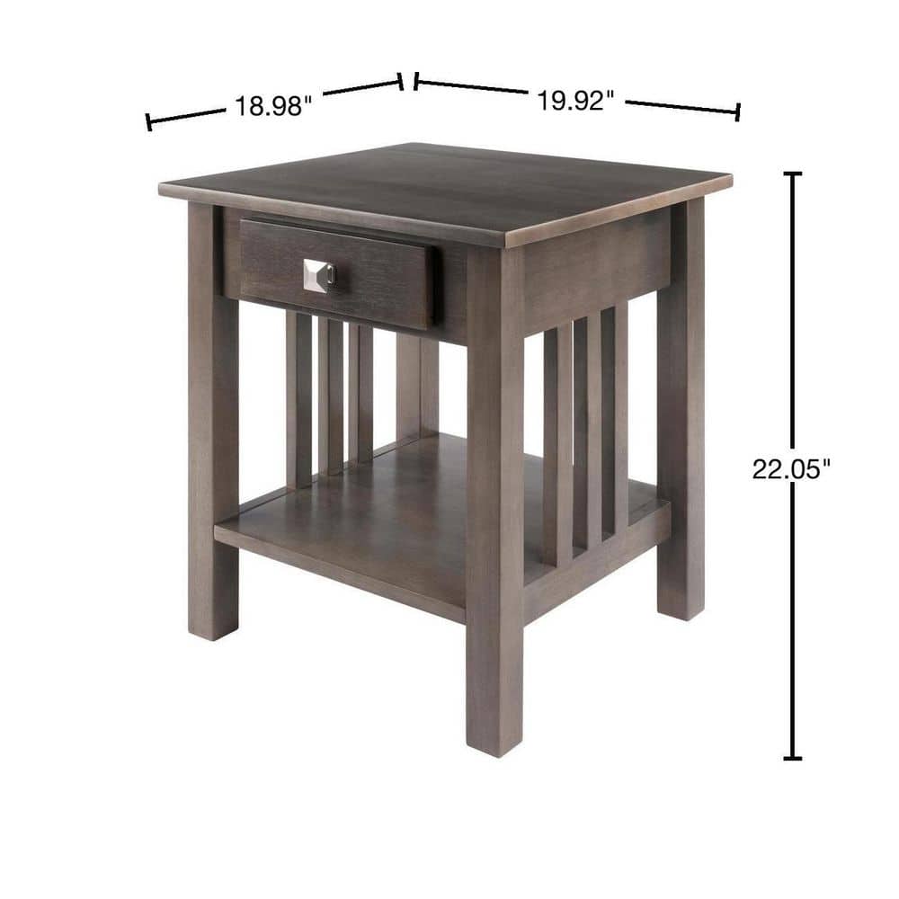 Transitional Stafford Oyster Gray Wood End Table with Storage