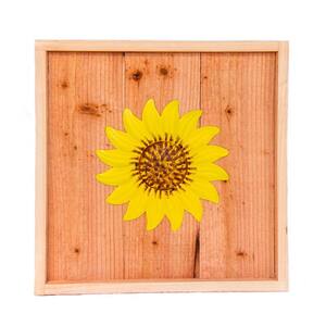 18 in. x 18 in. Wood Wall Art with Yellow Sunflower