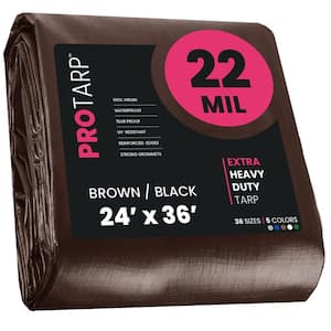 24 ft. x 36 ft. Brown/Black 22 Mil Heavy Duty Polyethylene Tarp, Waterproof, UV Resistant, Rip and Tear Proof