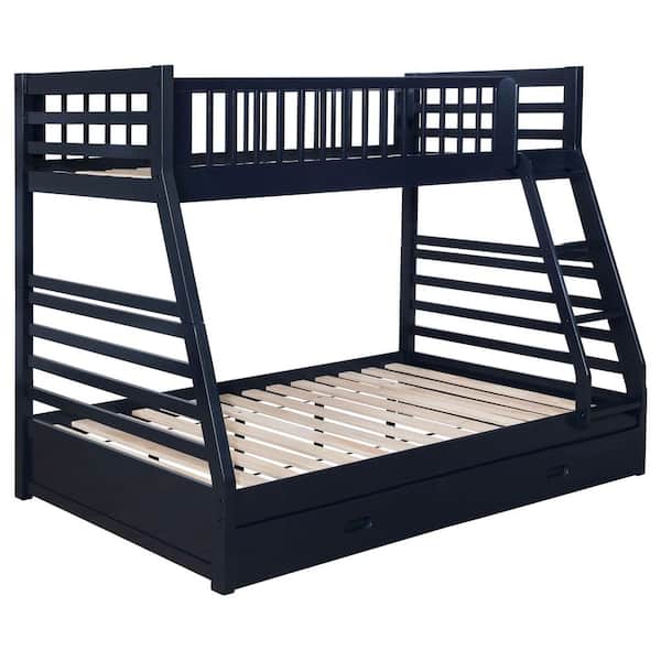 Ashton Navy Blue Twin Over Full Bunk Bed with 2-drawer