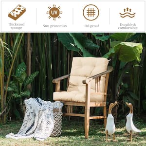 22 in. x 20 in. Indoor Outdoor Back Chair Cushion Tufted Pillow Patio Seating Pad in Beige