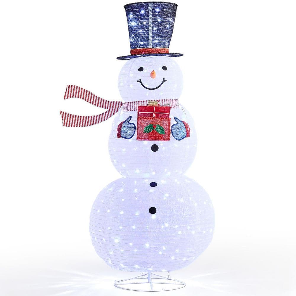 Karl home 6 ft. White Light Up Snowman with Gift Box and Remote