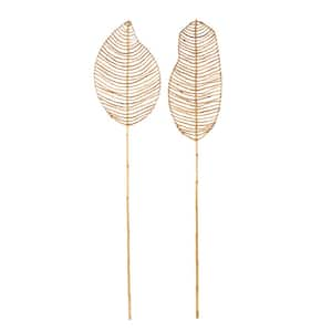 77 in. Palm Leaf Woven Stick Natural Foliage with Varying Shapes (Set of 2)