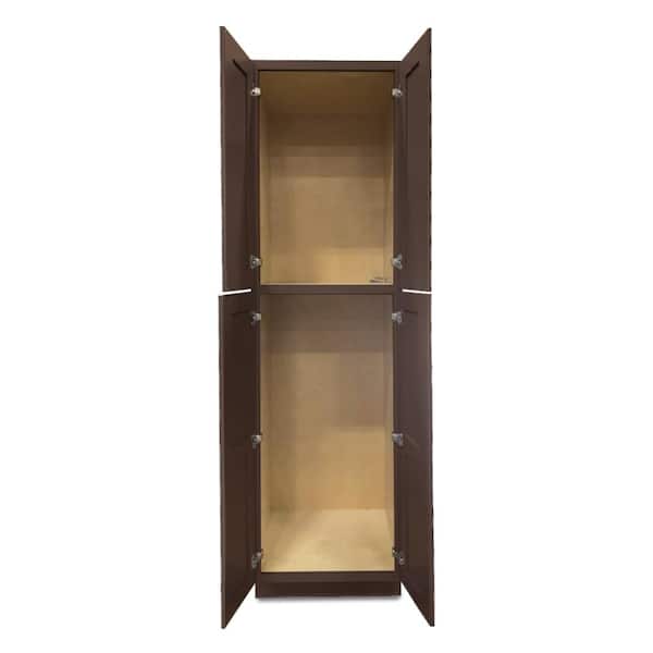 Krosswood Doors Espresso Plywood Shaker Stock Ready to Assemble Wall Pantry Kitchen Cabinet 30 in. W x 84 in. D H x 24 in. D