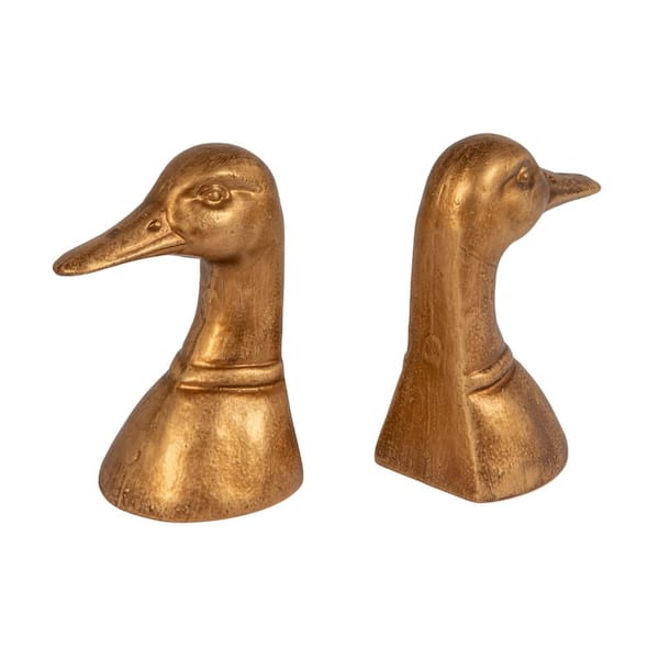 Gold Duck Head Cast Iron Bookends