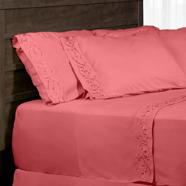 Unbranded 6-Piece Pink Microfiber Full Sheet Set