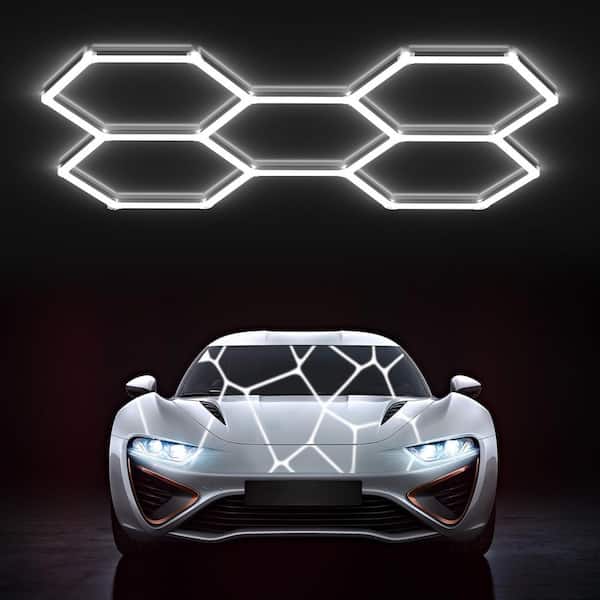 BIBIVIS White Gen 2 Hexagon Garage Light 168-Watt 16800LM 5 Grid