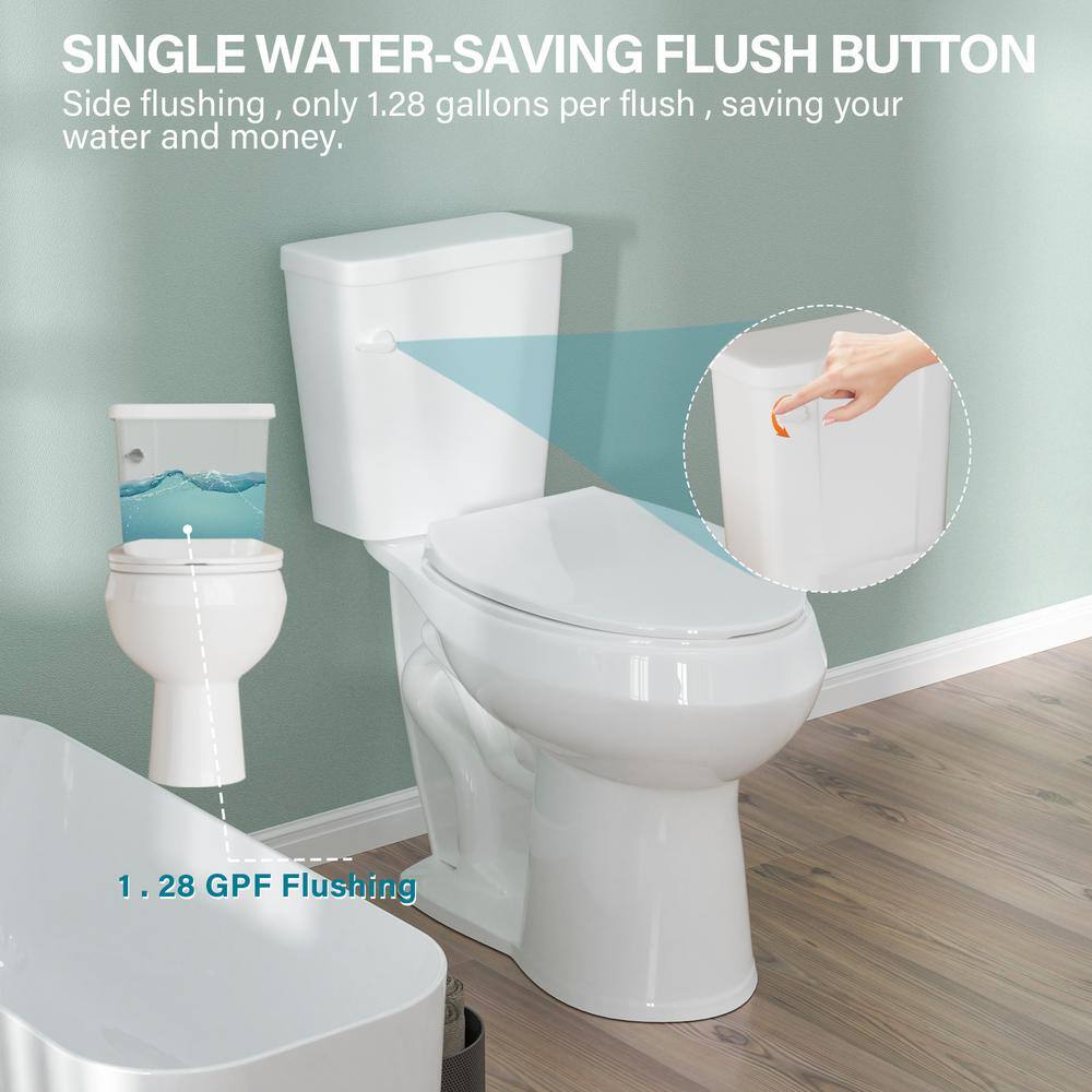 19" White Vitreous China Dual Flush Round Two-Piece Toilet