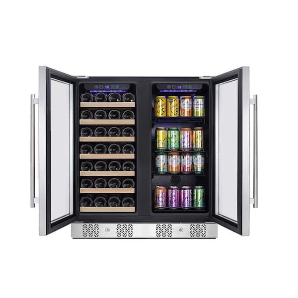 Empava 30 in. Dual Zone 6.3 Cu. ft. Capacity 33-Bottle Wine Cooler and 96-Can Beverage Cooler Refrigerator in Stainless Steel