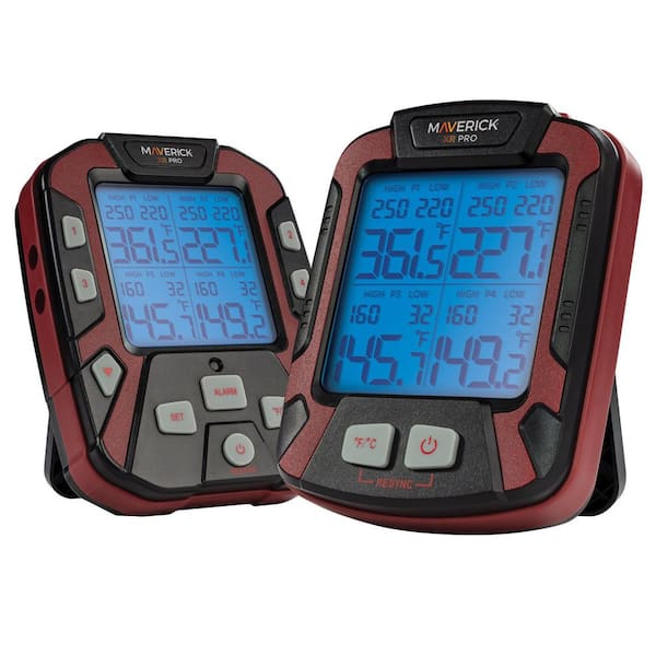 Extended Range Professional Black Digital Wireless Thermometer, with Four Probes