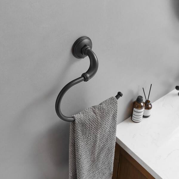 BWE 4-Piece Matte Black Decorative Bathroom Hardware Set with Towel Bar,Toilet Paper Holder and Towel Ring