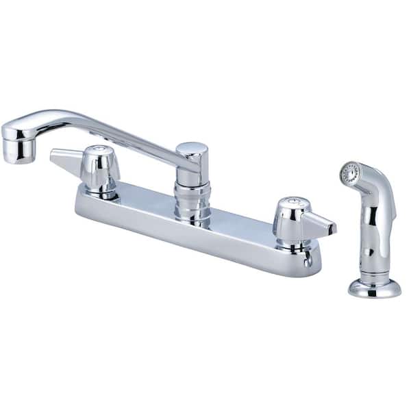 Central Brass Double-Handle Cast Brass Standard Kitchen Faucet in Polished Chrome