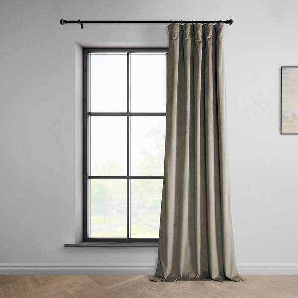 Exclusive Fabrics & Furnishings Gallery Taupe Velvet Rod Pocket